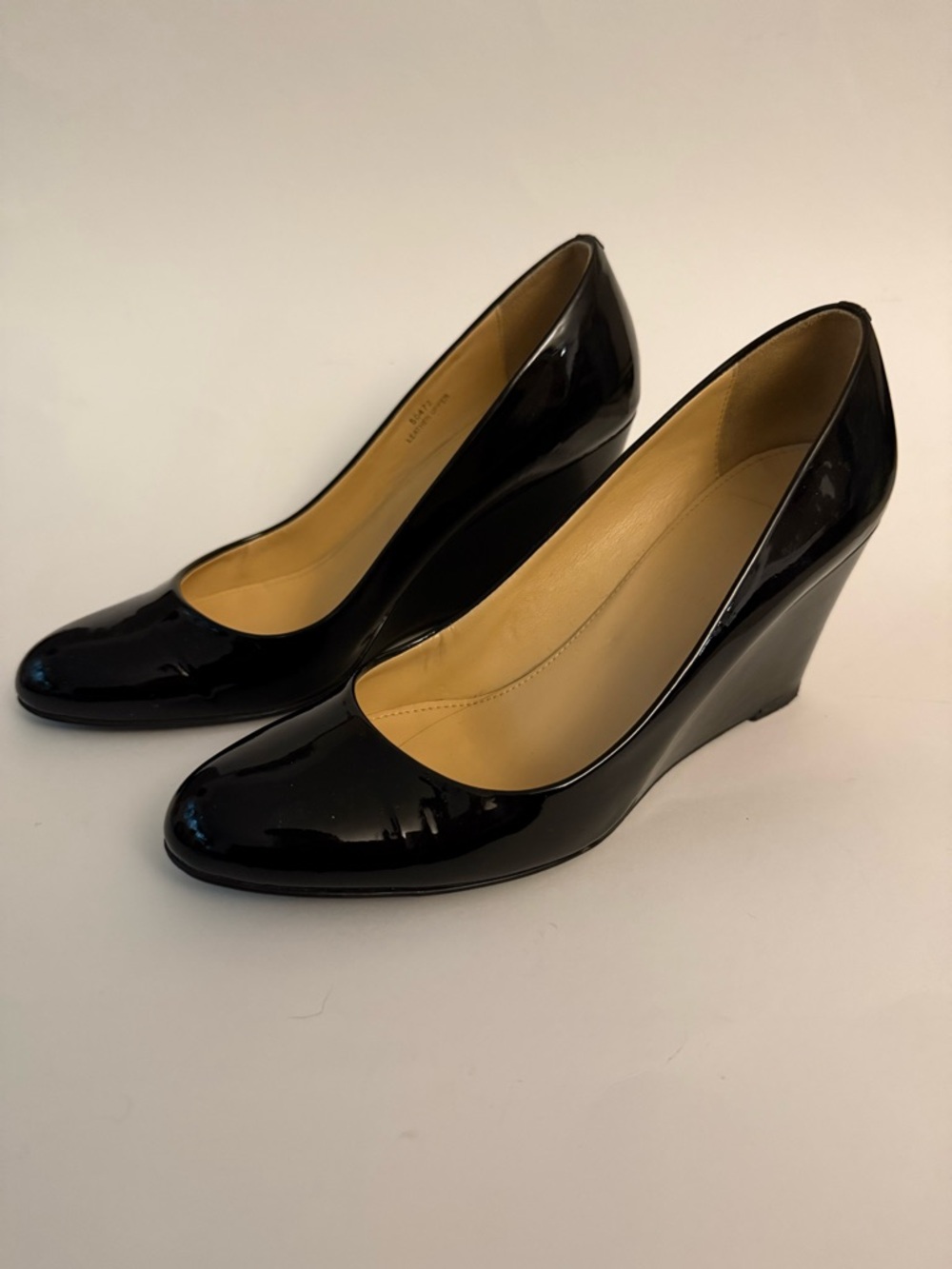 J Crew Martina Black Patent Wedge Pumps - Women's Dress Heels Size 8